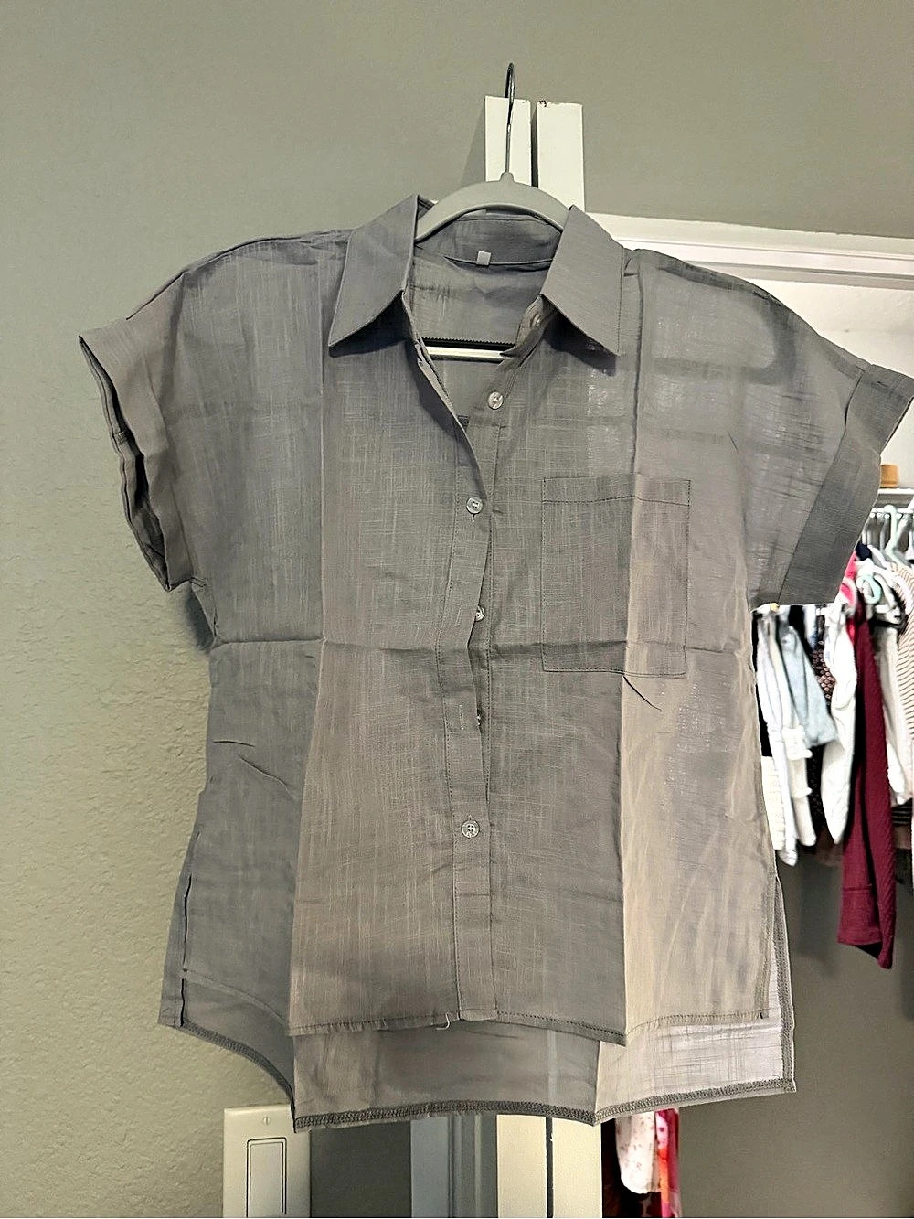 Gray Short Sleeve Button Down